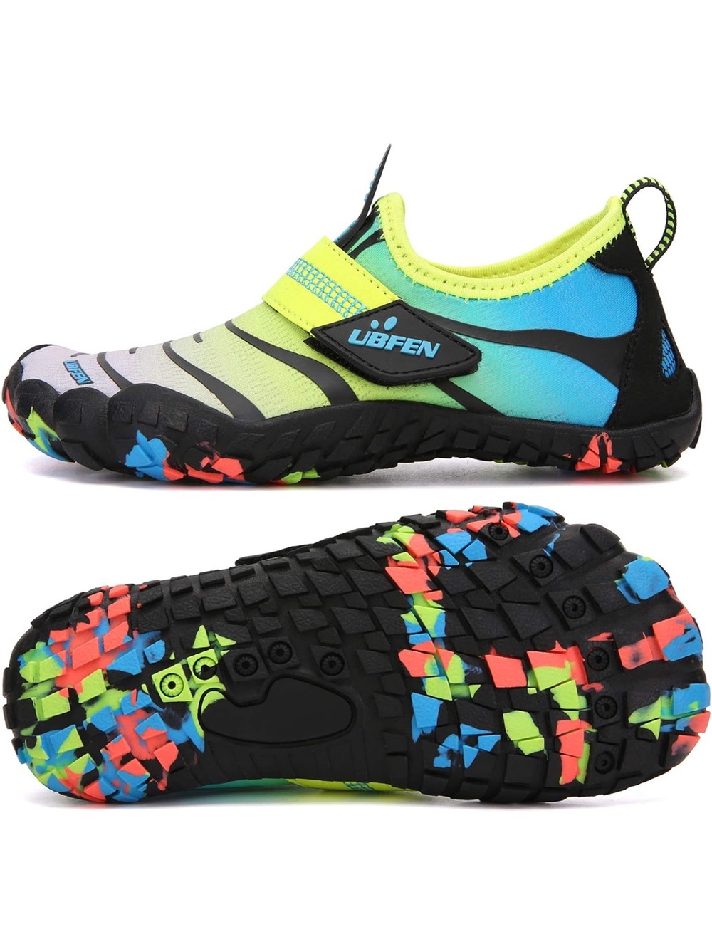 Ufben Kids Neon Blue & Lime Water Shoes- size 1